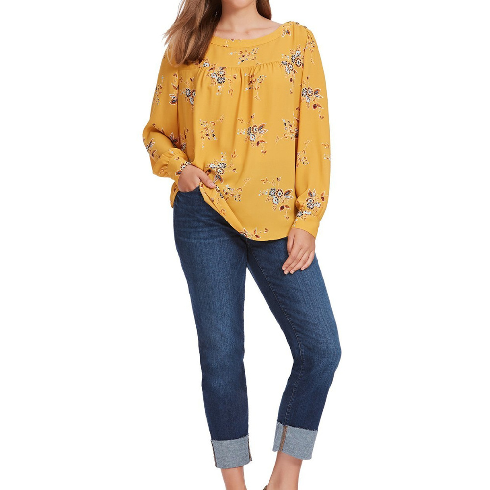LOFT Shoulder Button Blouse In Marigold